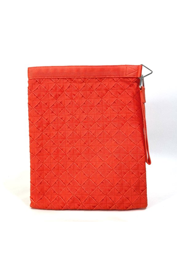 Pre-Owned BOTTEGA VENETA 667060 Intrecciato Bag pouch with strap Clutch bag Orange (Good)
