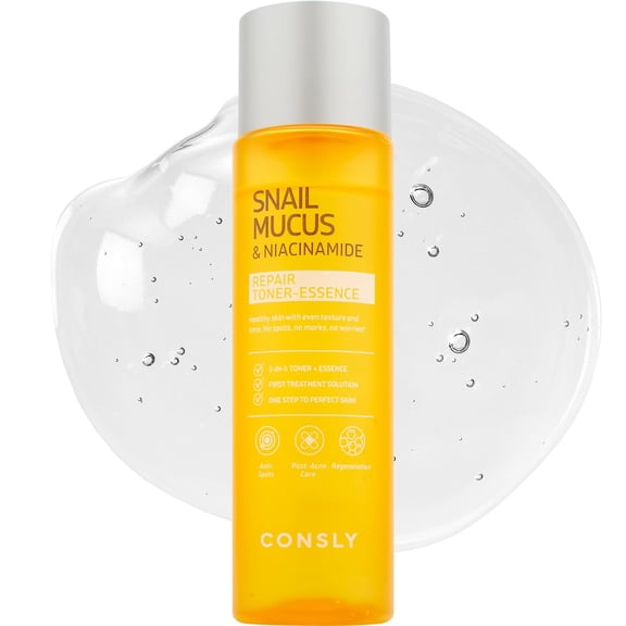 CONSLY Snail Mucin and Niacinamide Toner Essence, K-Beauty Hydrating Face Toner, 6.76 fl oz
