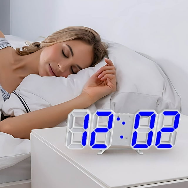 Horloge Murale Numérique LED avec Affichage de la Date et de la Température - Alimentée par USB, Luminosité Automatique, Alarme et Répétition - Format 12 24H, Montage sur Table Ou Mur - 22.5x4.5x8.5cm Horloge Moderne en Acrylique pour Maison et Bureau