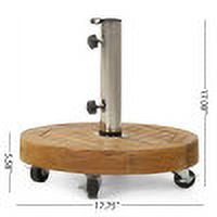 Hanville Acacia Wood Outdoor 33lb Circular Umbrella Base with Stainless Steel Tube, Teak