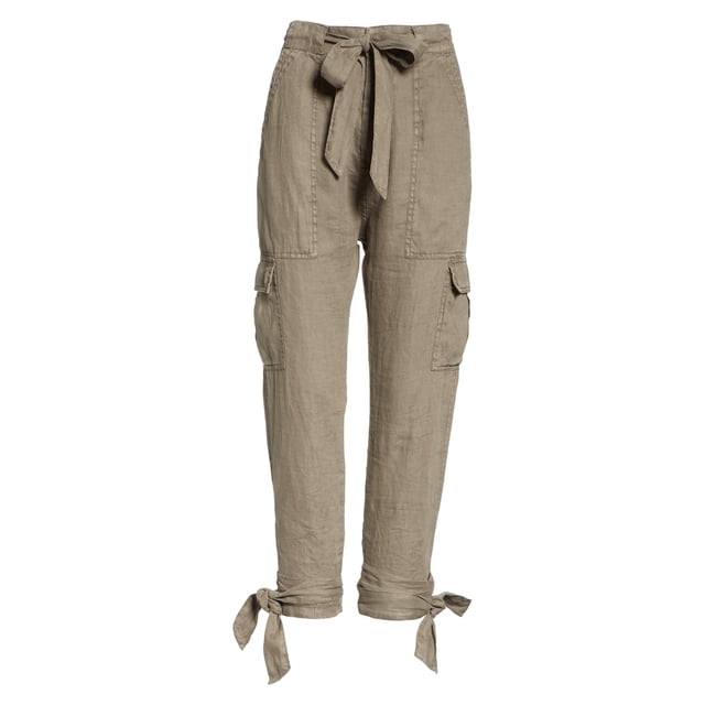 Joie Womens Linen Casual Cargo Pants, Green, 4