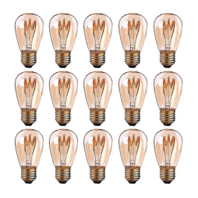 15 Pack E27 LED Spiral Filament ST45/S14 3W Vintage Style Amber Light Dimmable 2200K Super Warm White 140lm 25W Equivalent