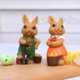 thumbnail image 4 of Twfbrm 2 Pcs Easter Bunny Decorations, 4 inch Resin Brown Bunny Couple Statue with Basket, Vintage Farmhouse Decorative Rabbit Figurine Handmade Animals Tabletop Ornament Spring Decor for Home Office, 4 of 9