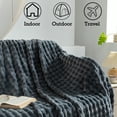 thumbnail image 5 of RYNGHIPY Bubble Waffle Thick Blanket Grey Faux Fur Throw Blanket for Kids Teens Pulsh Fluffy Flannel Blanket for Couch Sofa Bed Chair Gray Thick Fleece Soft Throw Blanket (Grey, 52"*63"), 5 of 7