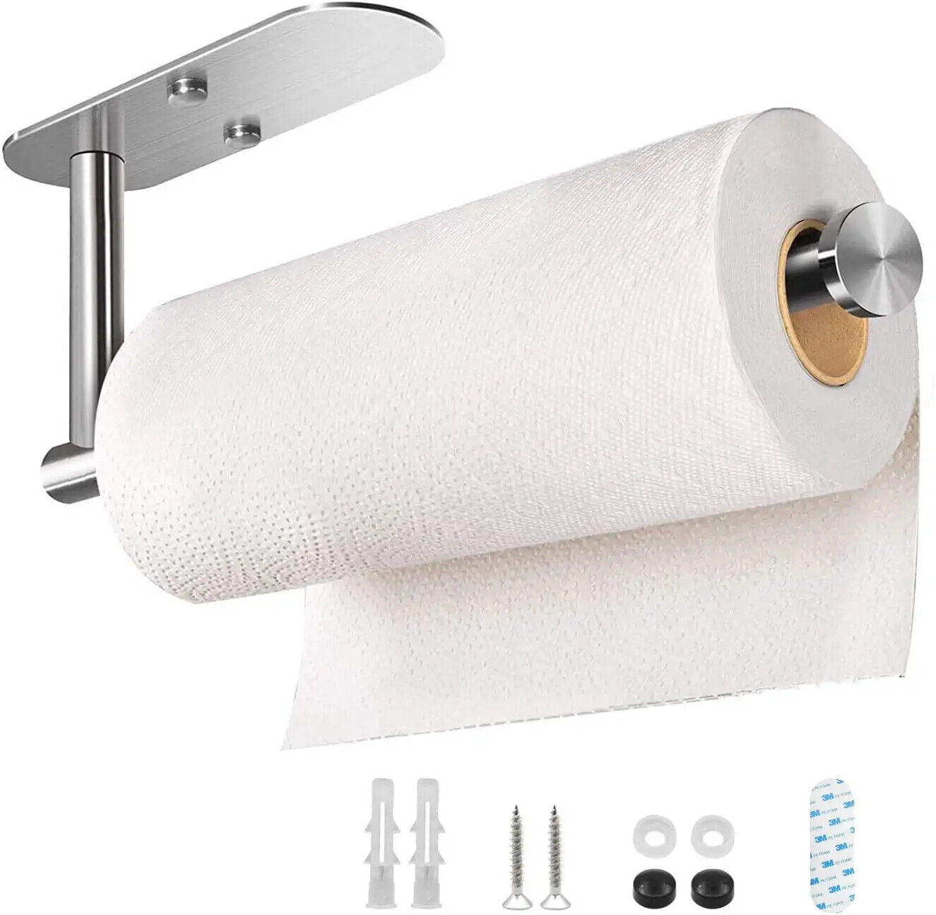 Fudoni Paper Towel Holder Under Adhesive Paper Towel Rack Wall Mount for Kitchen