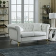 thumbnail image 2 of Holaki 64.17" Loveseat Velvet Couch Furniture, Classic Tufted Chesterfield Sofa for Living Room, White, 2 of 11