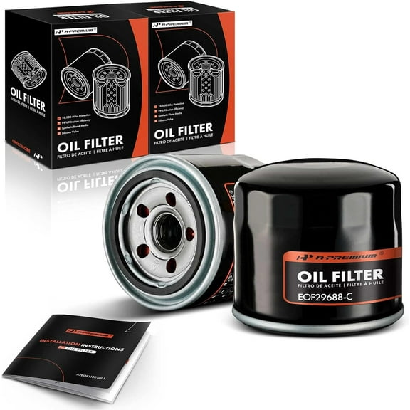 A-Premium 2-PC 10K Miles Protection Spin On Oil Filter Compatible with Ford & Chevrolet & Toyota & Honda & GMC & Hyundai & Subaru & Dodge & Kia & Mazda & Chrysler & Acura & Mitsubishi & Infiniti