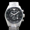 thumbnail image 4 of Emporio Armani Men's 44mm Steel Bracelet & Case Quartz Black Dial Analog Watch AR0585, 4 of 4
