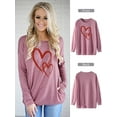thumbnail image 4 of Xuanfei Women Heart Graphic Crew Neck Long Sleeve Side Pocket Top, 4 of 7