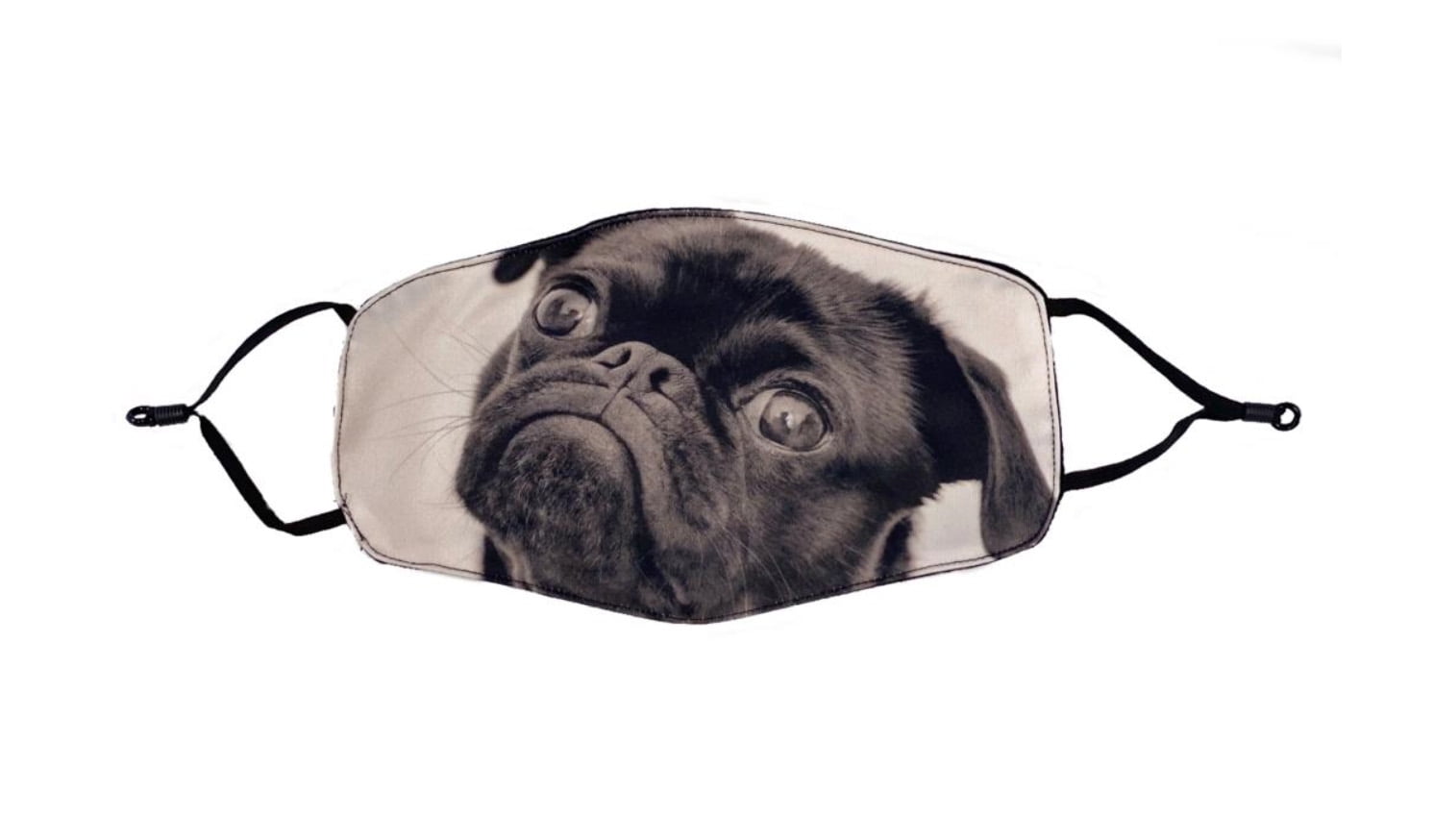 V.I.P. 2 PCS Design Mask Cloth Face Mask Beautiful Black Pug Dog