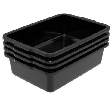 Nihenok 4 Pack Large Commercial Bus Boxes, 35 L Plastic Utility Bus Tote, Black