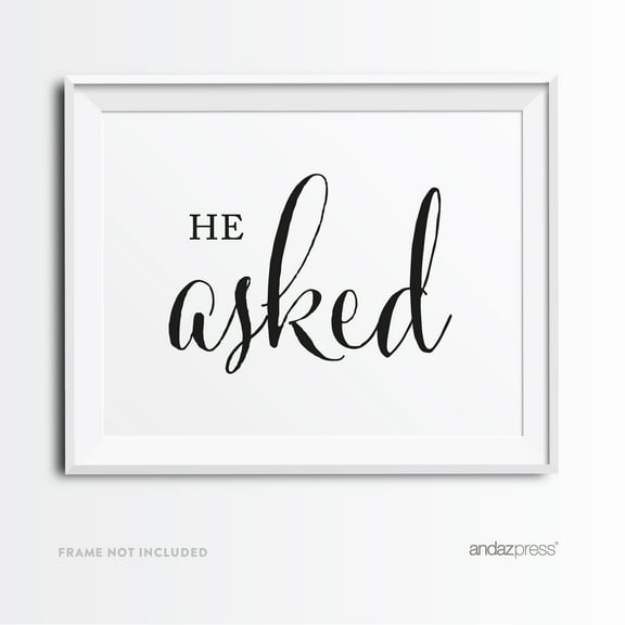 He Asked, She Said About Damn Time! Black Formal Black & White Wedding Party Signs, 2-Pack