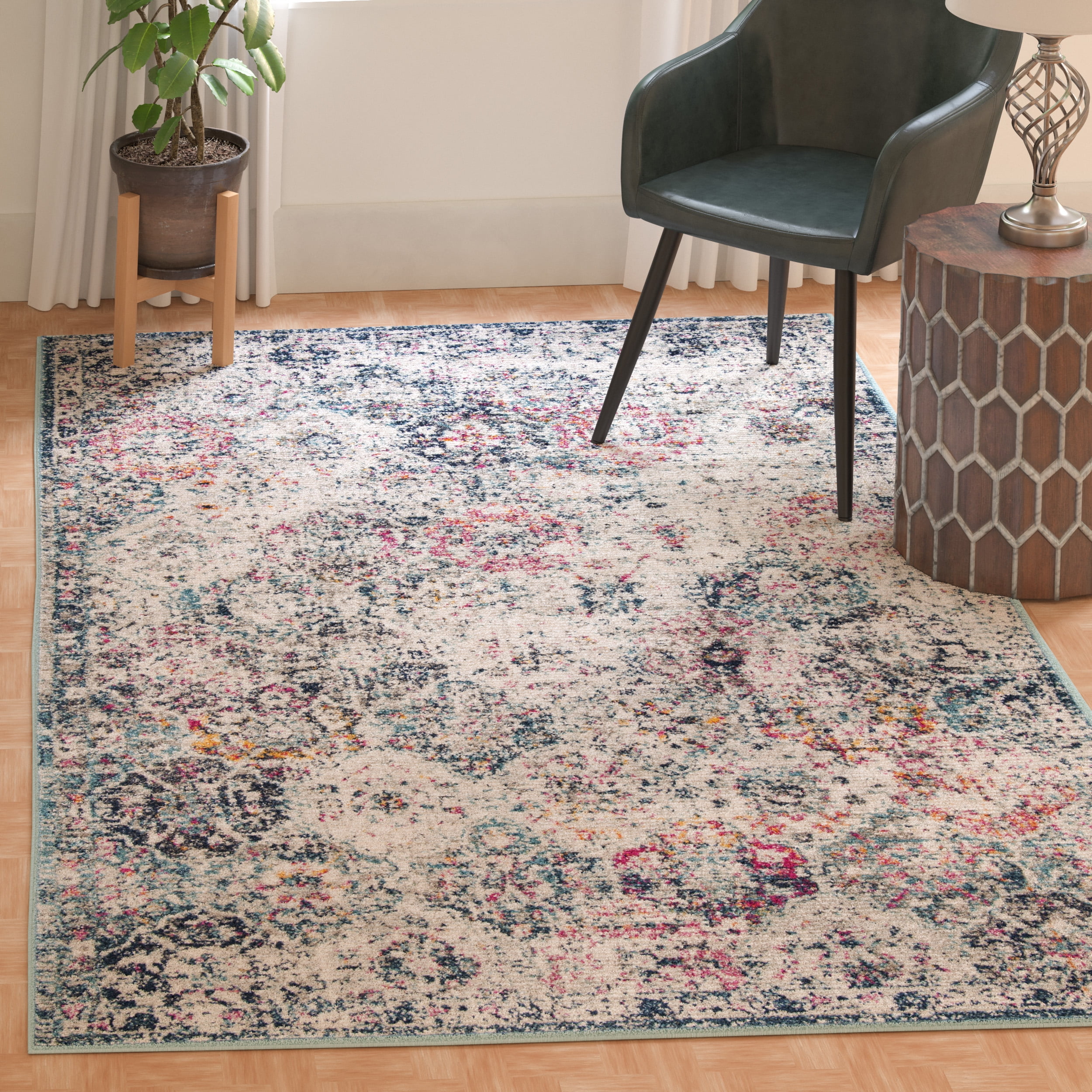 SAFAVIEH Area Rug 9x12 - Madison Collection - Large - Transitional Modern Design, Navy & Teal, Non-Shedding & Easy Cleaning, Ideal for Living Room, Bedroom, Dining Space (MAD611N)