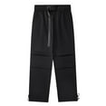 thumbnail image 3 of BiZtdJrK Men Big and Tall Trendy Cargo Pants Belted Elastic Waist Drawstring Cuff Casual Pant Baggy Y2k Street Trousers with Pockets Birthday Gift Black XXXXL, 3 of 8