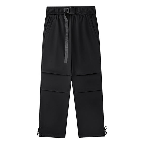 YLSDY Men's Korean-Style Hiking Pants - Lightweight Summer Fall Cargo Pants with Side Zipper Bandage Casual Long Pants Black XXXXL