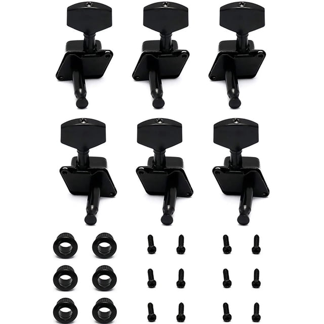 6x Reliable Semiclosed Guitar Tuning Pegs Easy Installation, Improved Sound Ferrules Screws Included, 3L 3R