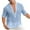 Sky Blue, variant on ZVNAΖH Mens Cotton Wrinkle Short Sleeve Shirts Button Stand Up Shirts Summer Casual Go Out Beach Shirts, S-3XL