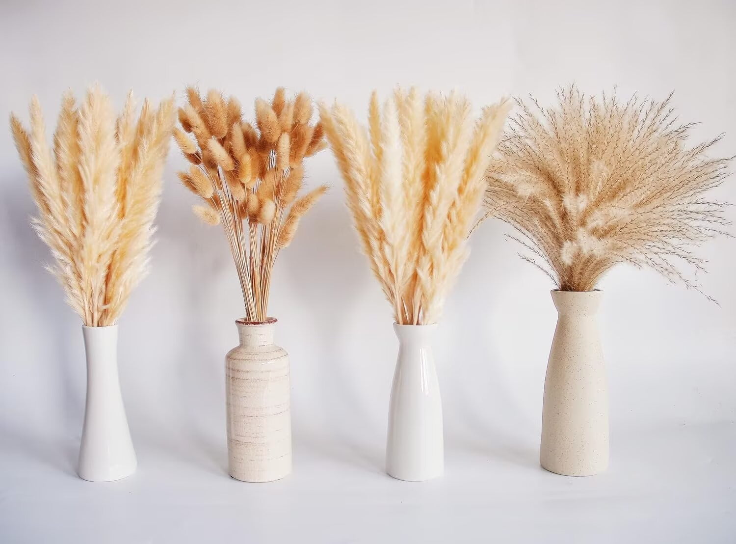 Pakyozj Natural Dried Pampas Grass Decor, Beige Pampas Grass, Bunny Tails Dried Flowers, Reed Grass Bouquet for Wedding Boho Flowers Home Table Decor, Rustic Farmhouse Party