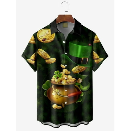 

MLFU St. Patrick s Day Family Matching Short Sleeve Button Up Shirts Casual Beach Shirts Summer Blouses For Men Youth