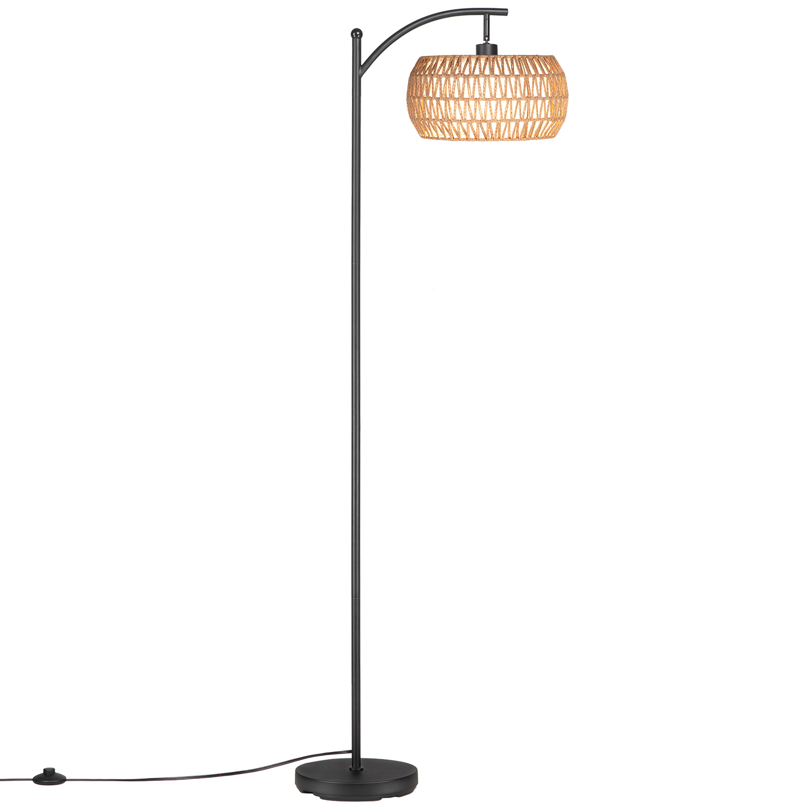 Sunmory 63" Dimmable Arc Floor Lamp with Rattan Shade photo 4