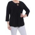 thumbnail image 2 of ALFANI Womens Black 3/4 Sleeve Keyhole Hi-Lo Top Size: XXL, 2 of 3