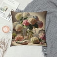 thumbnail image 2 of COMIO Outdoor Decor Throw Pillow Covers Watercolor Hydrangea Flowers Bottle Cushion Case Oil Painting Floral Leaves Square Pillow Slip White, 2 of 5