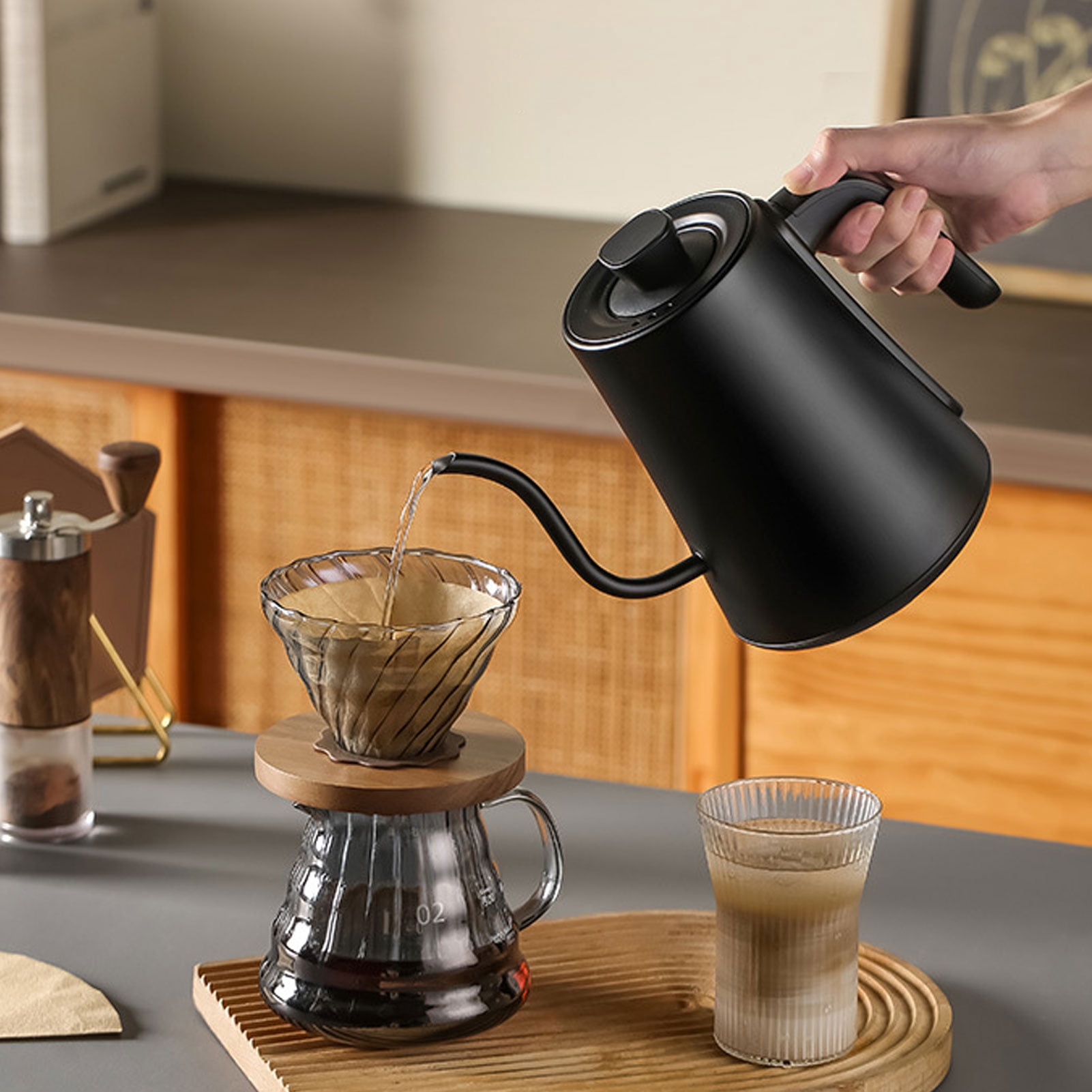 Suodoka 1000ml Gooseneck Electric Kettle with LCD Screen, 1.0L / 33.8 oz Stainless Steel Pour Over Coffee Kettle and Tea Pot with Precision Temperature Control and Fast Boiling Tech