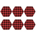 thumbnail image 2 of Balery 6 Pcs Buffalo Plaid Red Blackleather Coasters Set, Drink Table Cup Coasters For Living Room Kitchen Coffee Decor, 2 of 9