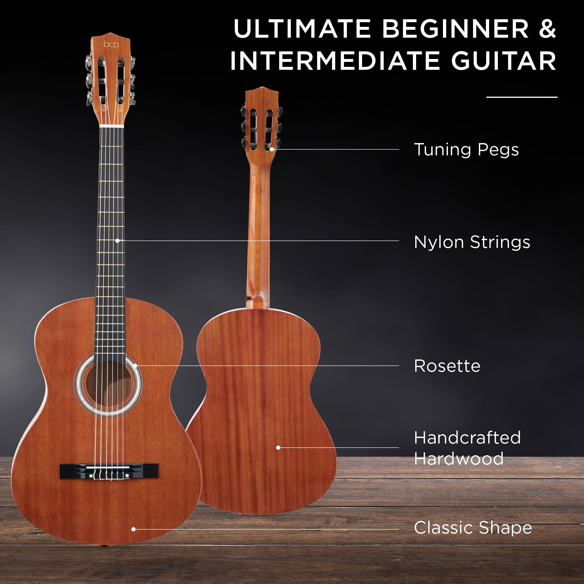 Best Choice Products 38in Beginner Acoustic Guitar Starter Kit w/ Gig Bag, Strap, Extra Strings - Natural Mahogany