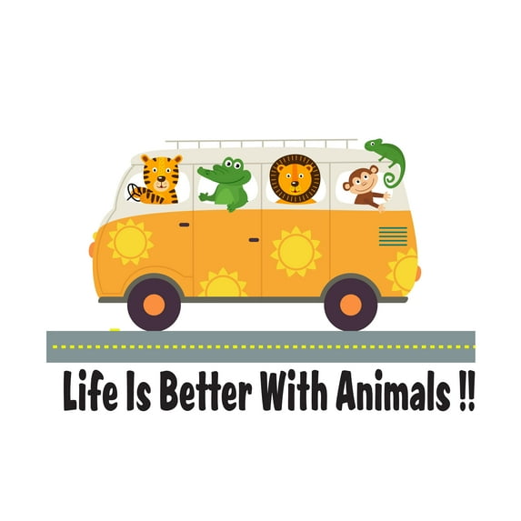 Life is Better with Animals Wall Decal for Kids- Vinyl Sticker Home Art Interior Decoration Any Room Nursery Mural Waterproof Vinyl Sticker- Size : 20" x 12".