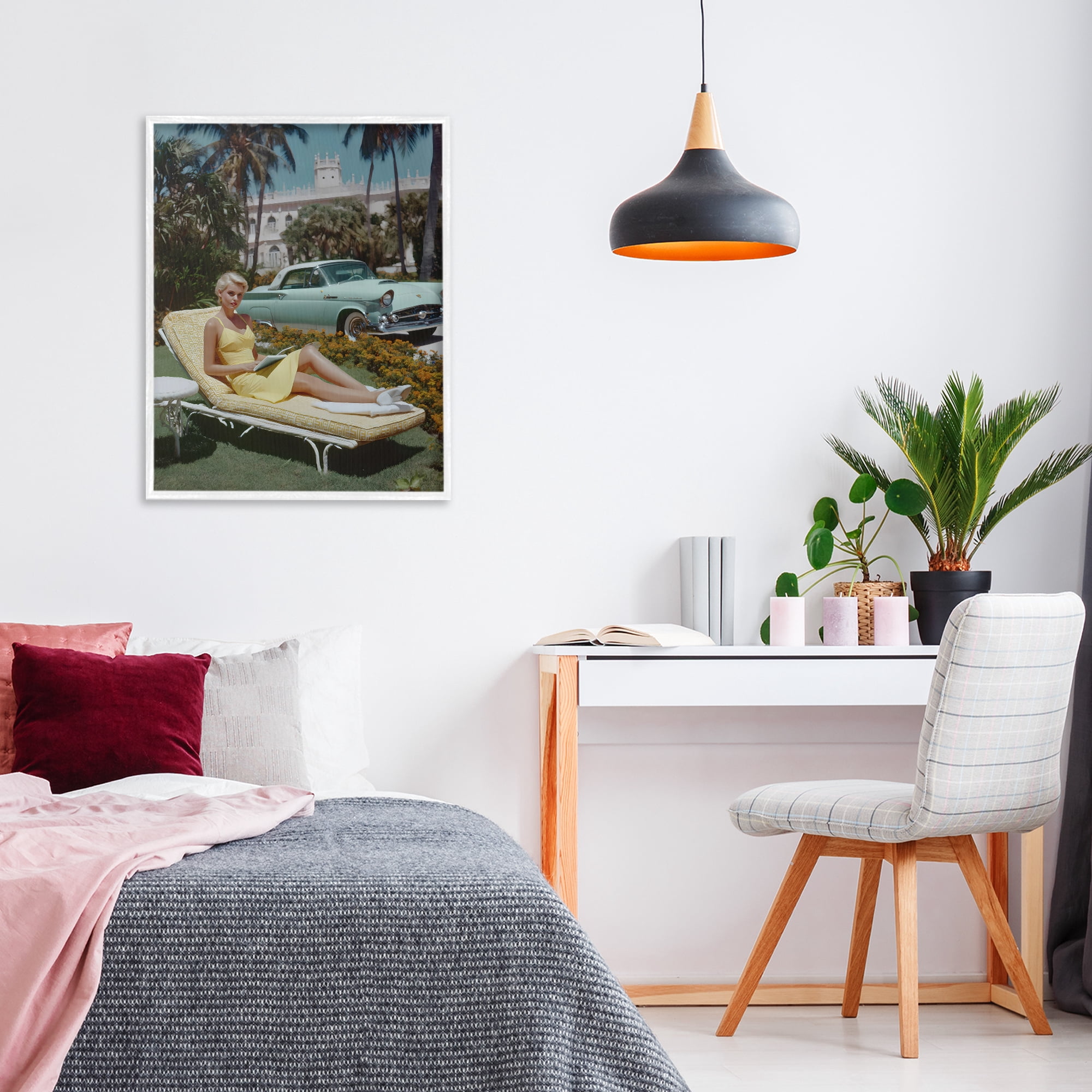 Stupell Industries Vintage Sunbathing Woman White Framed Giclee Art, design by Franklyn Gregory
