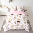thumbnail image 2 of Homewish Kids Teens Girls Cartoon Ballet Bear Twin Bedding Sets 7-Piece,Kawaii Floral Bowknot Bedding Comforter Set Microfiber,Dreamy Princess Breathable Sheet Sets,Microfiber Bedroom Decor, 2 of 8