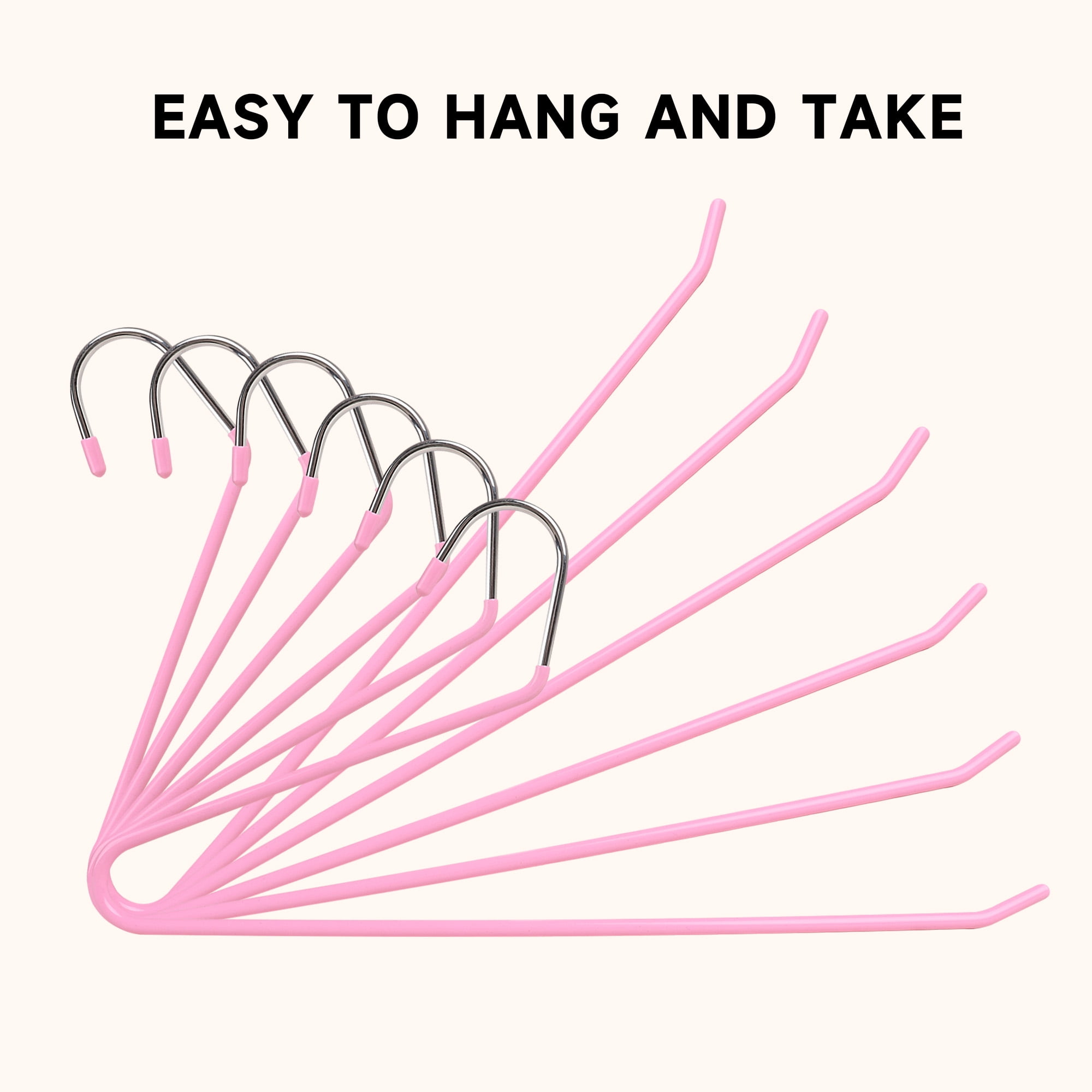 BP4U 24-Pack Open-Ended Metal Pants Hangers with Non-Slip Coated, Heavy Duty Space Saving Steel Towel & Scarf Hangers for Jeans, Trousers, Dresses & Bath Towels(Pink)