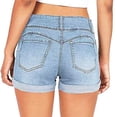 thumbnail image 4 of vigerkar Women Casual Summer Mid Waist Stretchy Denim Jean Shorts Junior Short Jeans (BU2, 3XL), 4 of 9