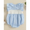 thumbnail image 6 of Baby Toddler Girls Rompers 3 6 12 18 Months Easter Clothes Rabbit Embroidery Plaid Ruffles Round Neck Fly Sleeve Summer Bodysuits Jumpsuits, 6 of 9
