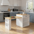 thumbnail image 3 of Homy Casa Kitchen Island with Extendable Dining Table and Storage Shelves, 3 of 10