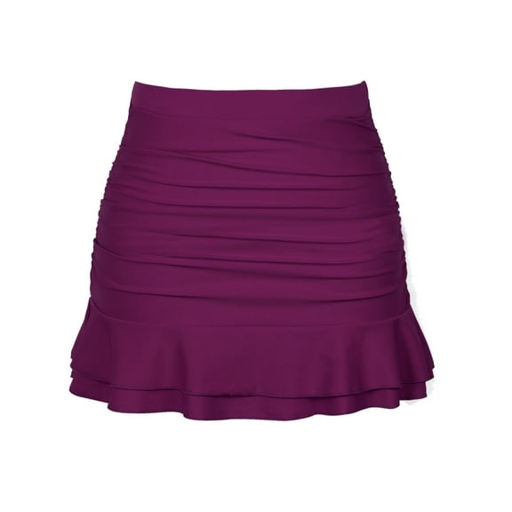 Hilor Women's Skirted Bikini Bottom High Waisted Swim Bottom Shirred Ruffle Swim Skirt