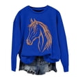 thumbnail image 6 of Horse Sweatshirts for Women Casual Crewneck Graphic Long Sleeve Horse Shirt Western Sweatshirt Riding Horse Lover Vintage Pullover Tops Loose Shirts Printing Embroidery Sweatshirt, 6 of 7