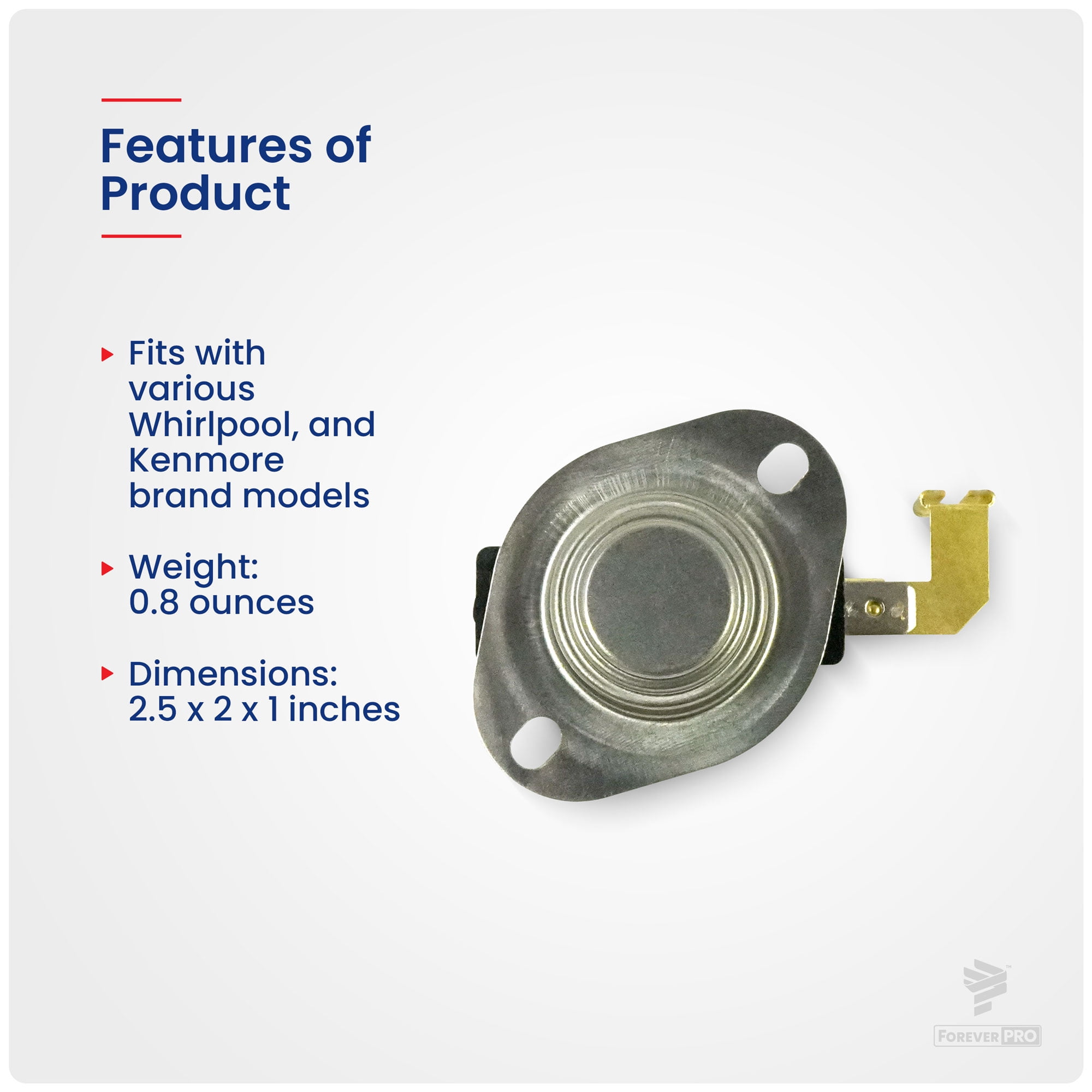 ForeverPRO WP3977767 Hi Limit Thermostat for Whirlpool Dryer 3977767 3399693 898078