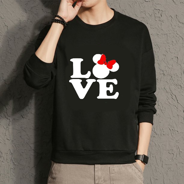 New Autumn and Winter Solid Color Blouse Sweatshirt Long-Sleeved Casual  Loose Mickey and Minnie Couple Sweater Gifts for Women and Men, Valentine's  Day Gift for Couple Hoodies,White 