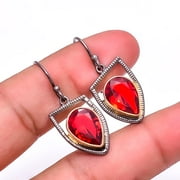 Red Garnet Designer Handmade 925 Silver Plated Earring 1.56" E_9424_236_15, Valentine's Day Gift, Birthday Gift, Beautiful Jewelry For Woman & Girls