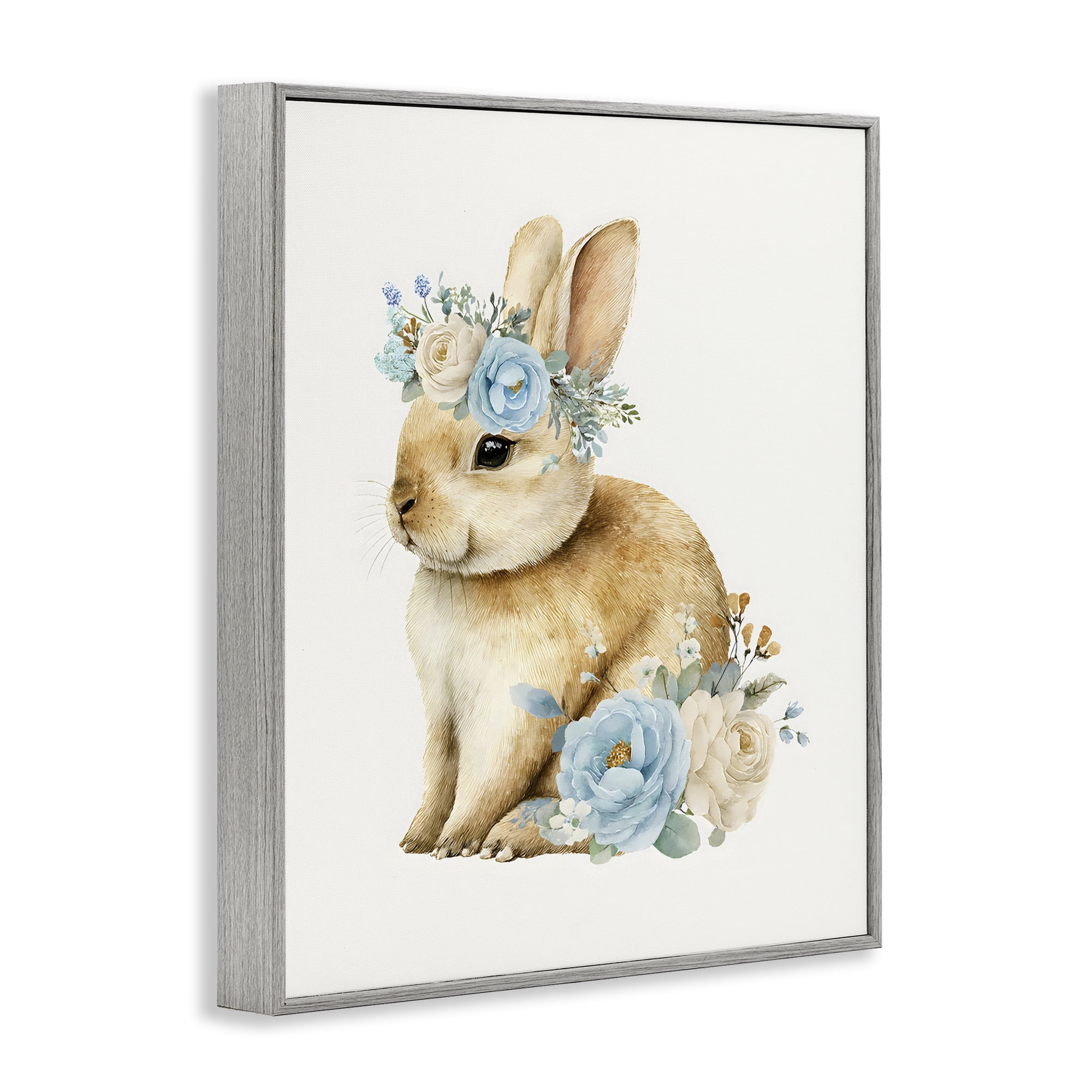 Stupell Industries Watercolor Nursery Bunny Gray Framed Giclee Art, design by LSR Design Studio