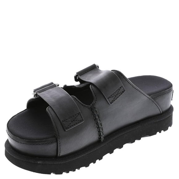 UGG Women's GOLDENSTAR HI Slide Sandal Black Leather 7.5