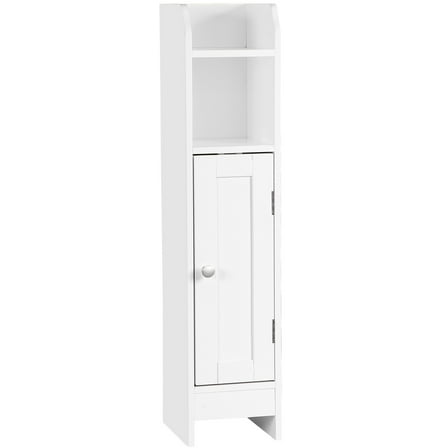 SuperDeal Bathroom Cabinet Slim Storage Cabinet with Adjustable Shelves Freestanding Floor Cabinet White