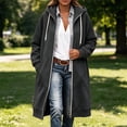 thumbnail image 4 of Oversize Winter Coats for Women, Women's Fashion Large Size Solid Color Zipper Hooded Plus Velvet Thickened Long Sleeve Jacket Dark Gray M, 4 of 6