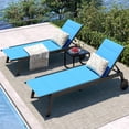 thumbnail image 1 of 2 Pcs Chaises Longues de Patio avec Table d'Appoint, Chaises Longues de Piscine d'Extérieur à 5 Positions Réglables, Bleu, 1 of 7