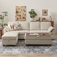 thumbnail image 6 of Pingliang Home Corduroy Sectional Sofa with 3 Ottomans, Modern Modular Sofa Couch with Storage Coffee Table Ottoman,4 Seat U-Shaped Couch Sofa for Living Room, Apartment, APT,Office,Studio,Beige, 6 of 9