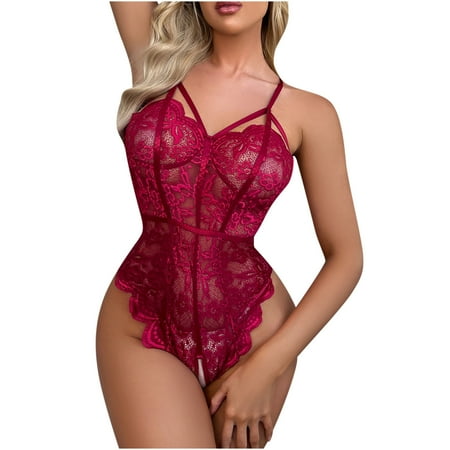 

OAVQHLG3B Womens Lingerie Teddy Corset Sexy Lace Bodysuits Jumpsuit Underwear Deep V Neck Naughty Outfits One Piece Bustier