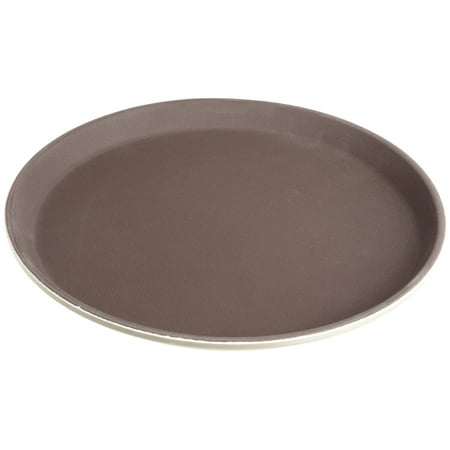 Non Skid Dinner Tray Non Skid Rubber Lined 14-Inch Plastic Round Economy Serving Tray, Tan, Rubber Lined Non Skid Surface By Stanton Trading ()