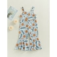 thumbnail image 4 of Bagilaanoe Toddler Baby Girl Summer Jumpsuit Sleeveless Floral Print Romper Overalls 12M 18M 24M 3T 4T 5T Kids Long Flare Pants Summer Outfits, 4 of 9